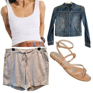 🌿 Talbots Women’s 16W Linen Blend Easy Drawstring Shorts – Sand Beige